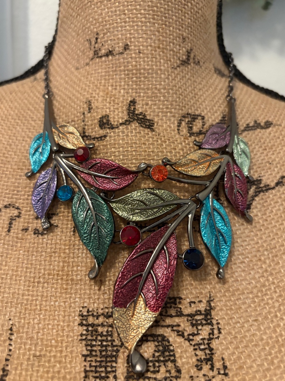 Multicolor Leaf Statement Necklace - Women Jewelry